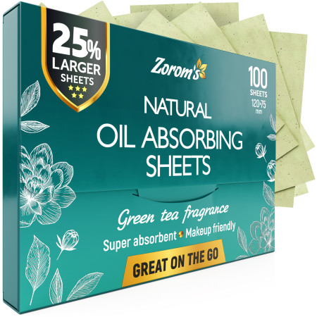 Natural Blotting Papers for Oily Skin - 1 pack/100 sheets - Oil Removing Sheets with Green Tea Fragrance