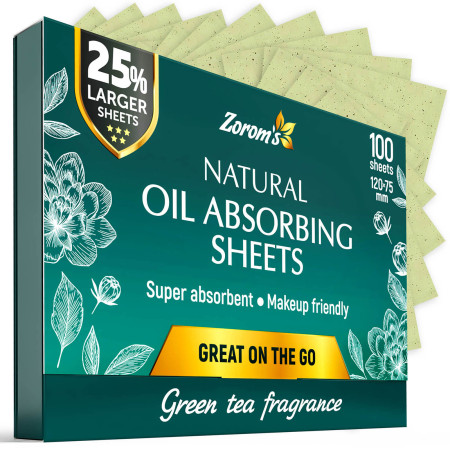 Natural Blotting Papers for Oily Skin - 1 pack/100 sheets - Oil Removing Sheets with Green Tea Fragrance